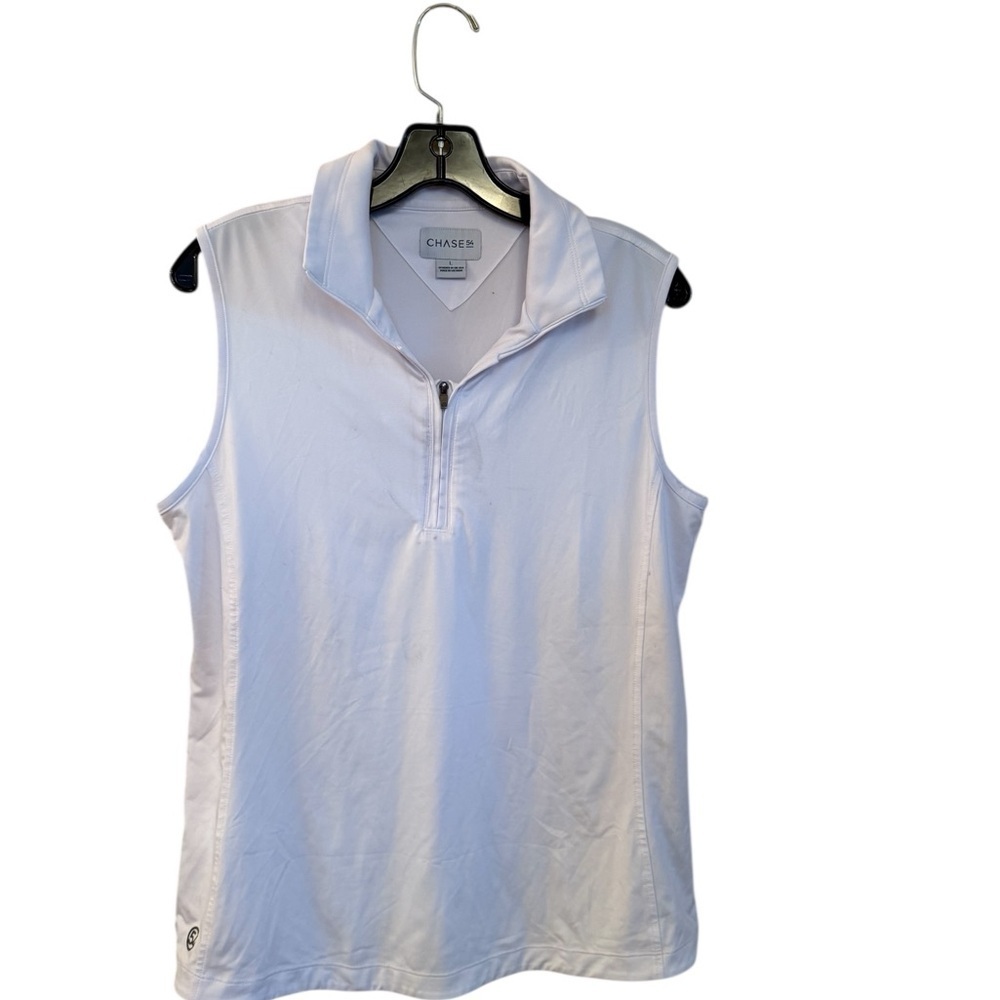 Chaser Women's White Zip-Up Muscle Tee
